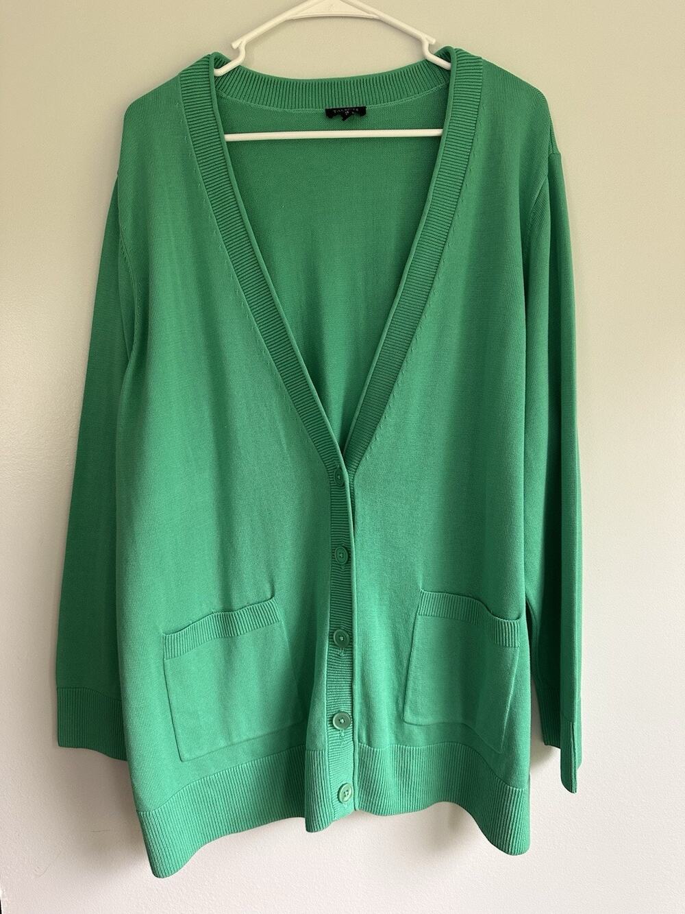 Talbots Plus Size 2X Jungle Green Tight Knit Light Weight Cardigan Button Front